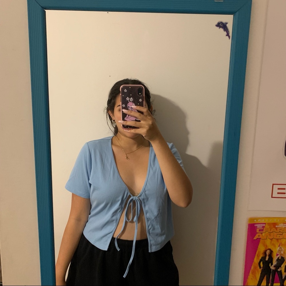 Shein front tie crop top